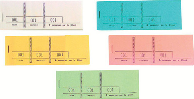 ELVE - Carnet de 50 tickets de vestiaire 3 volets - 30 x 200 mm